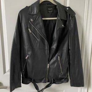 Zara oversized moto leather jacket